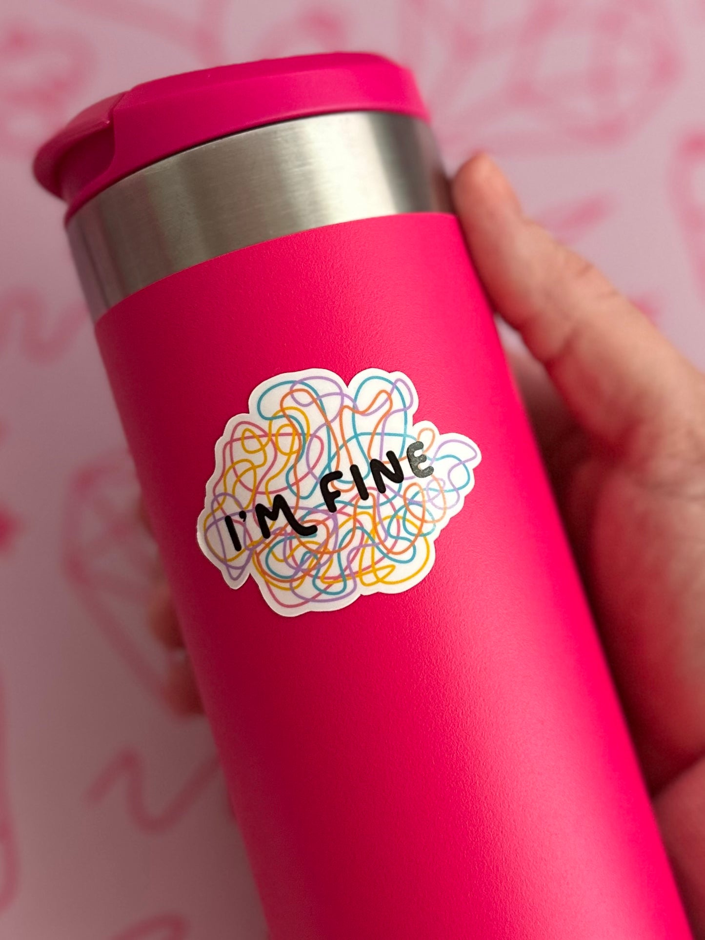 I'M FINE squiggly lines waterproof sticker