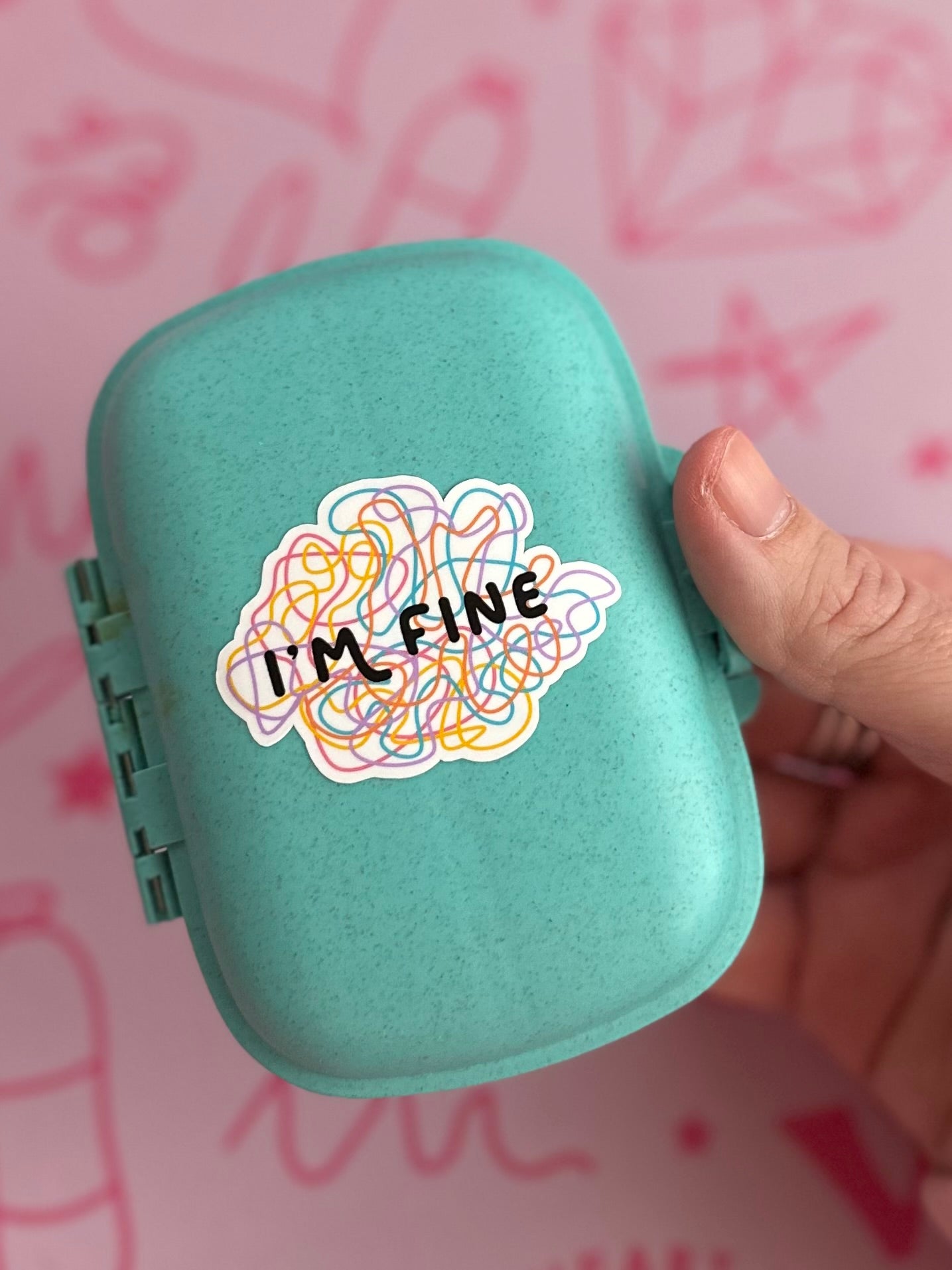 I'M FINE squiggly lines waterproof sticker