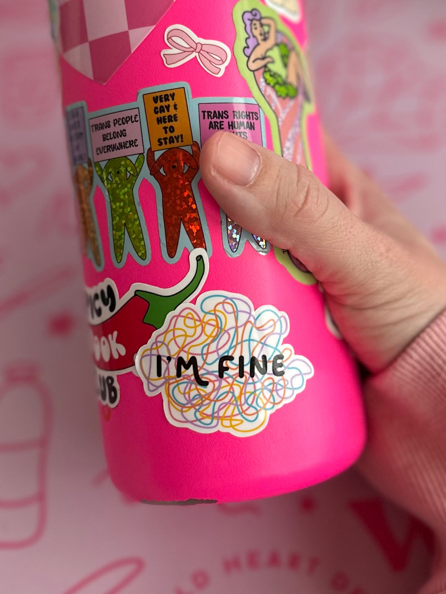 I'M FINE squiggly lines waterproof sticker