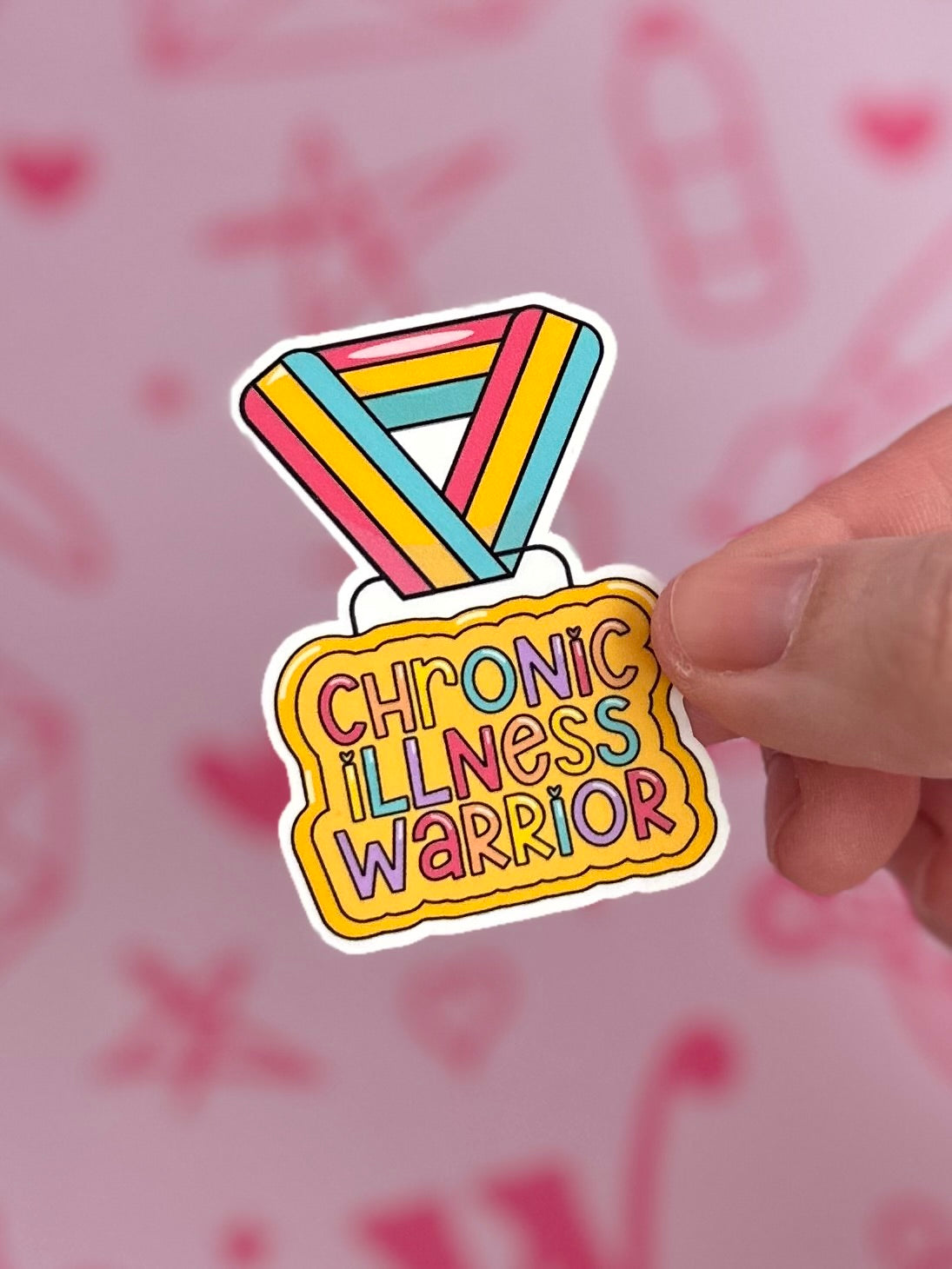 Chronic Illness Warrior Medal Waterproof Sticker
