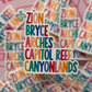 Utah National Parks Sticker