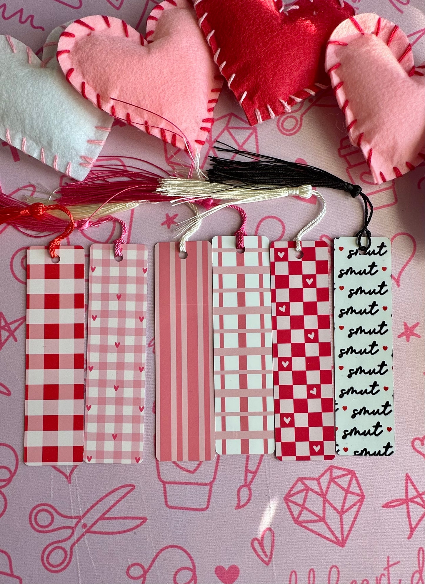 Pink Stripe Valentine Bookmark