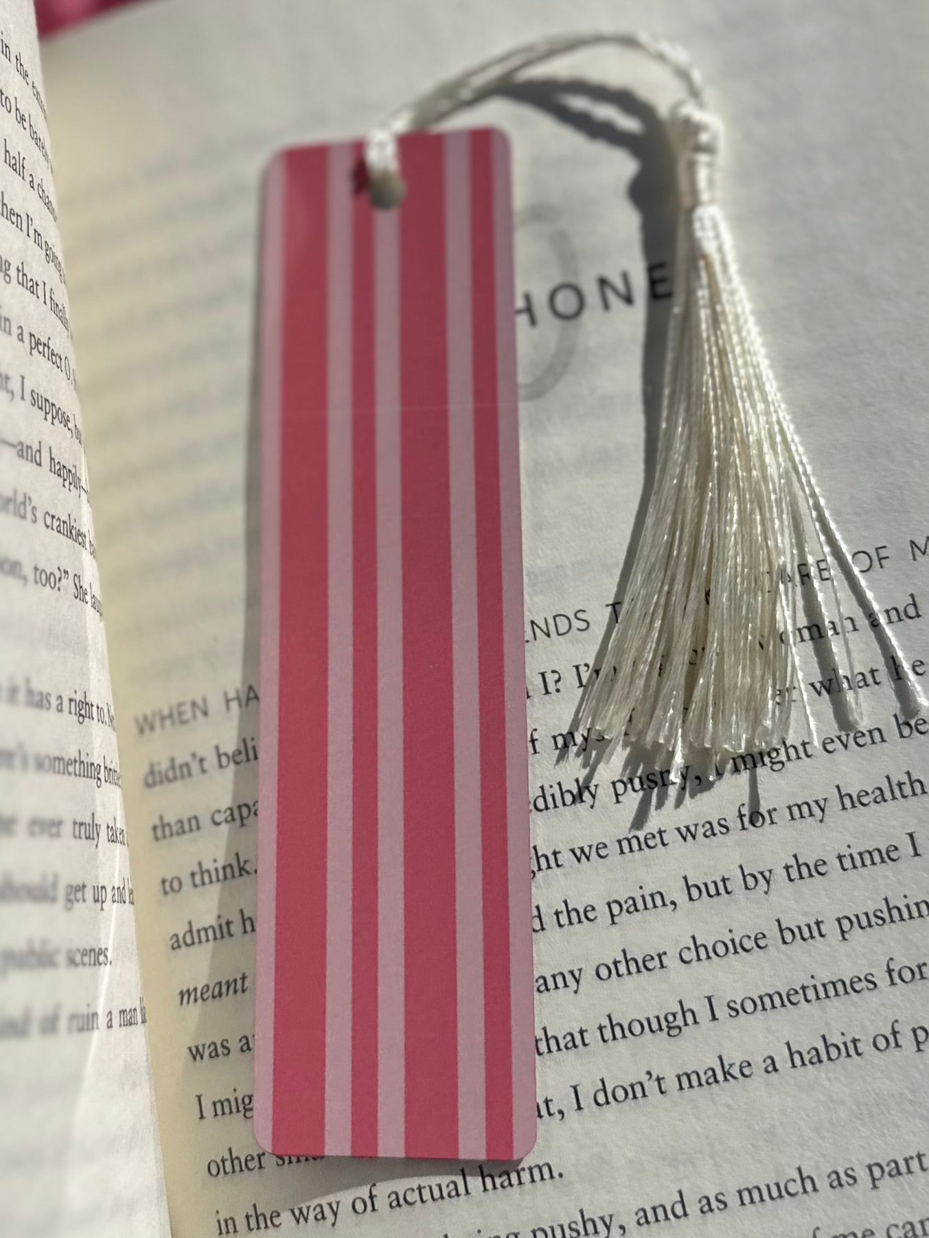 Pink Stripe Valentine Bookmark