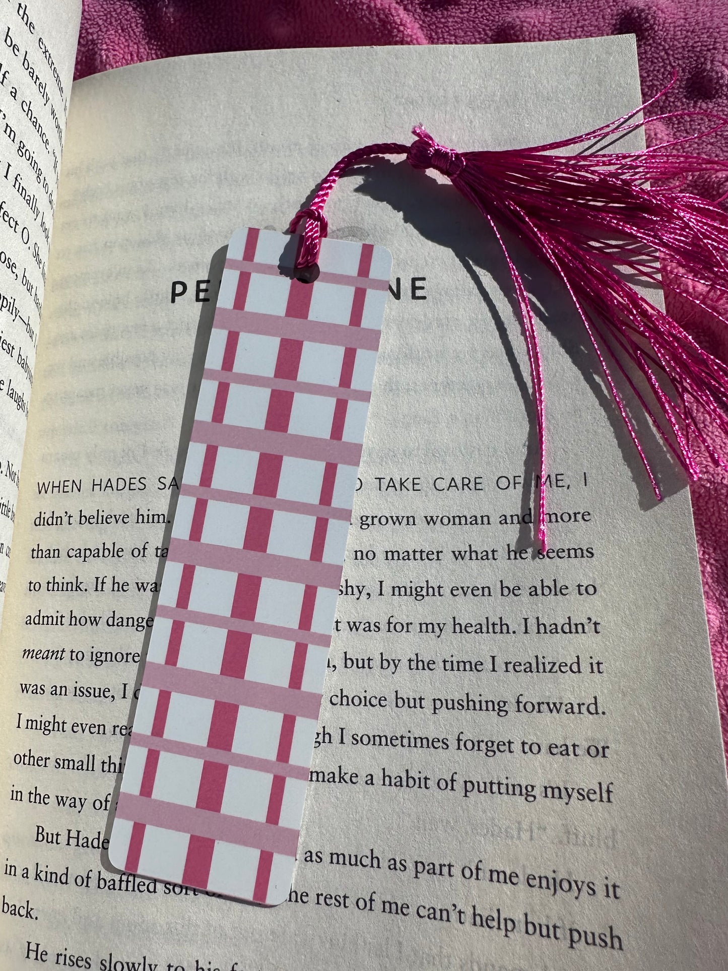 Pink Checkered Valentine Bookmark