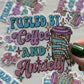 Fueled By Coffee and Anxiety Skeleton Hand Sticker (small)