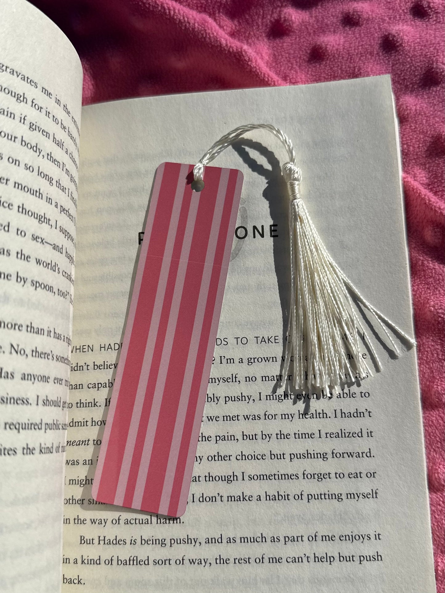 Pink Stripe Valentine Bookmark