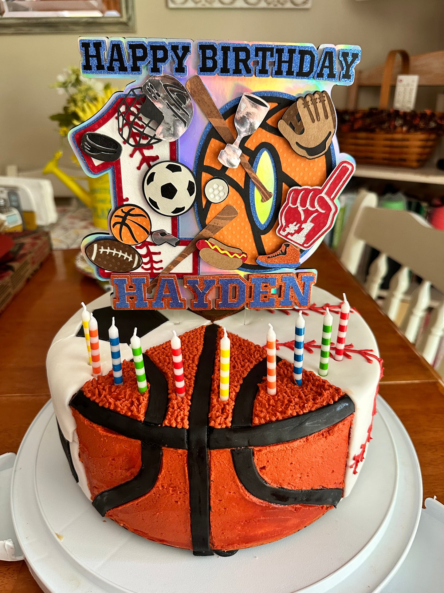 Sports theme cake topper