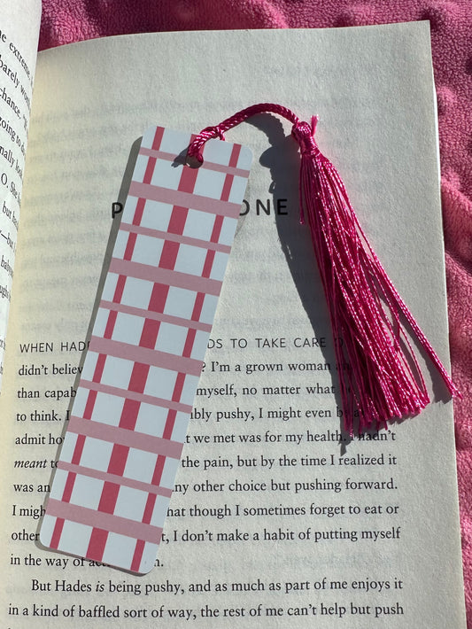 Pink Checkered Valentine Bookmark