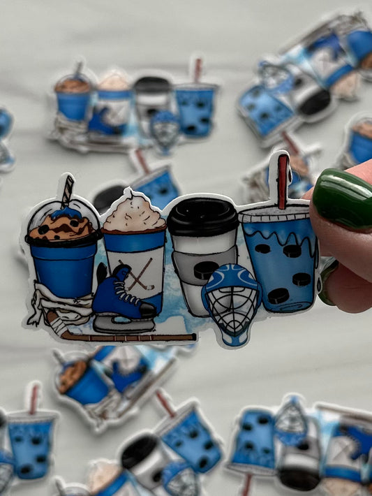 Ice Hockey Coffee Cups Sticker