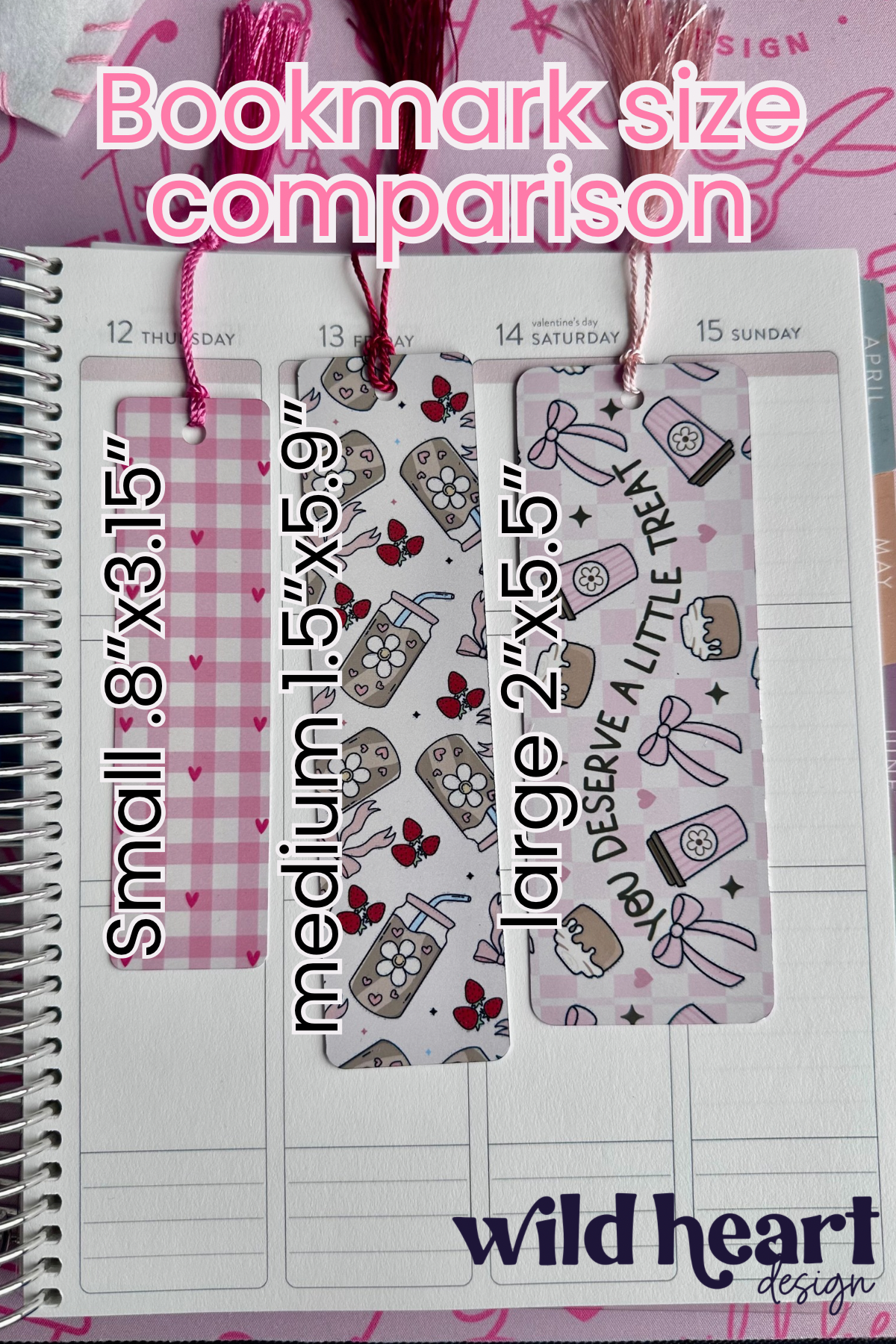 Pink Stripe Valentine Bookmark