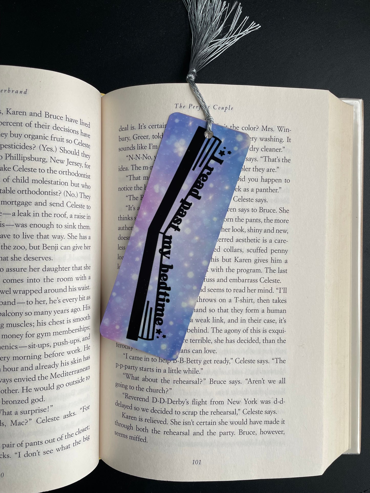 I Read Past My Bed Time Large Bookmark Purple