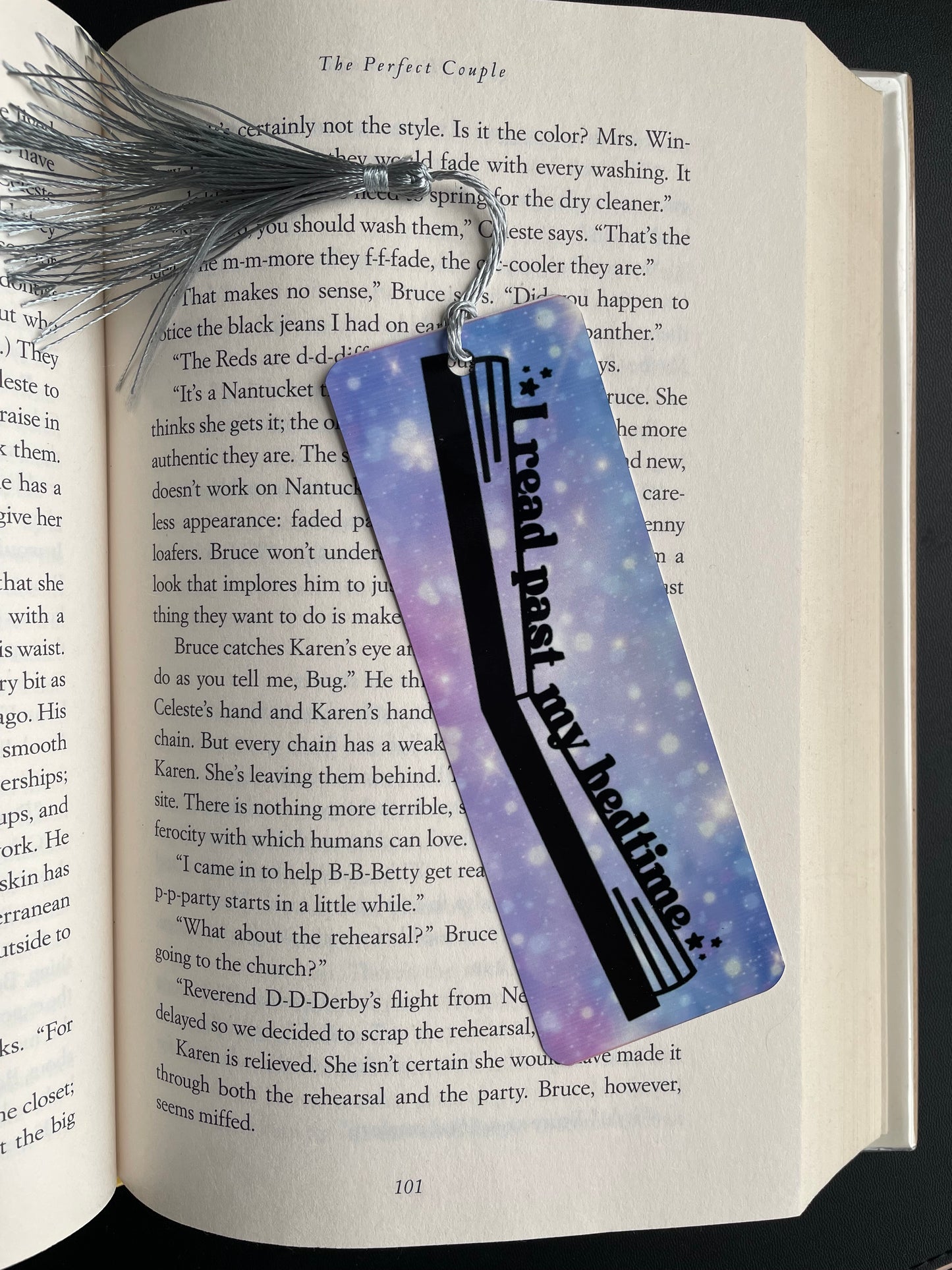 I Read Past My Bed Time Large Bookmark Purple