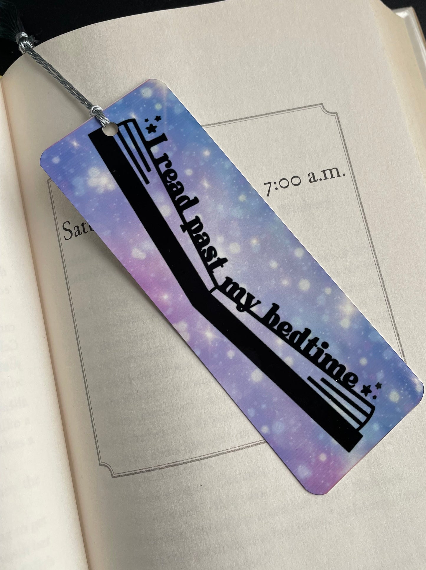 I Read Past My Bed Time Large Bookmark Purple