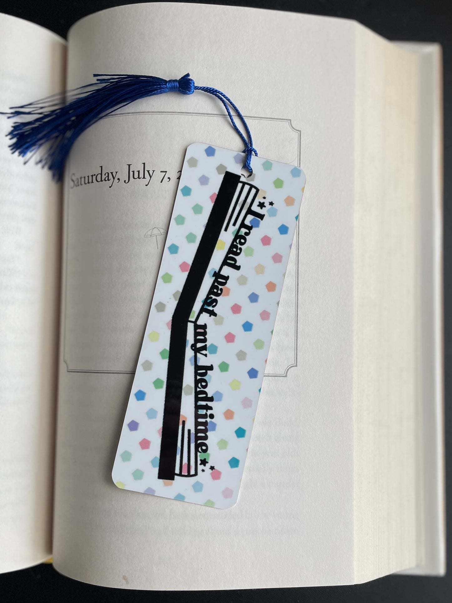 I Read Past My Bedtime Large Bookmark with Geometric Print