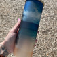 25oz palms and blue skies glass can with lid and straw