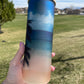 25oz palms and blue skies glass can with lid and straw