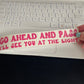 See you at the light pink wavy text decal