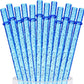 Blue Sparkle 9" Long Hard Plastic Tumbler Straw