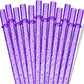 Purple Sparkle 9" Long Hard Plastic Tumbler Straw